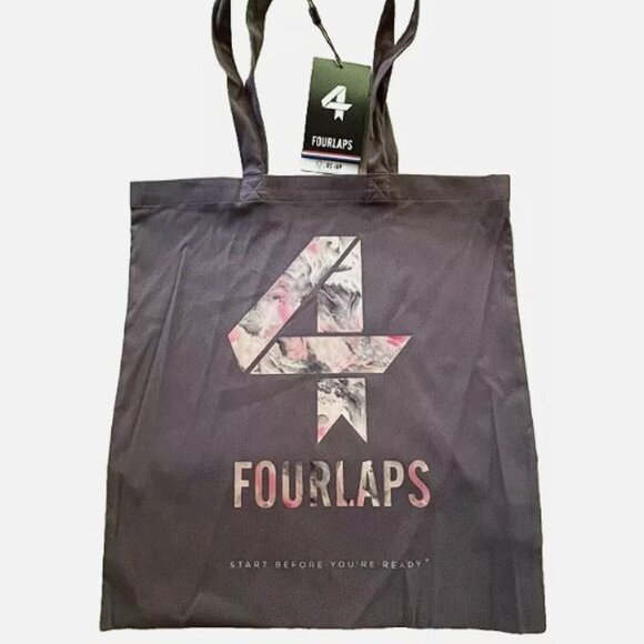 FourLaps Handbags - FourLaps Four Laps Signature Tote Bag Gray Tie Dye Pink Logo Spellout Shop 4 Lap